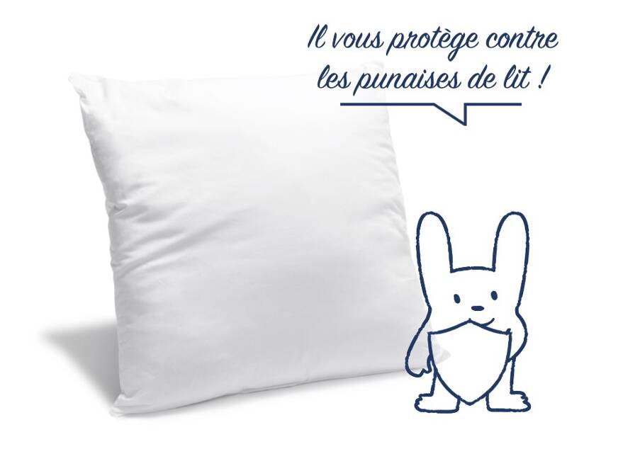 oreiller bleu calin ati punaise de lit